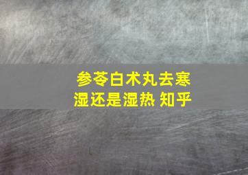 参苓白术丸去寒湿还是湿热 知乎